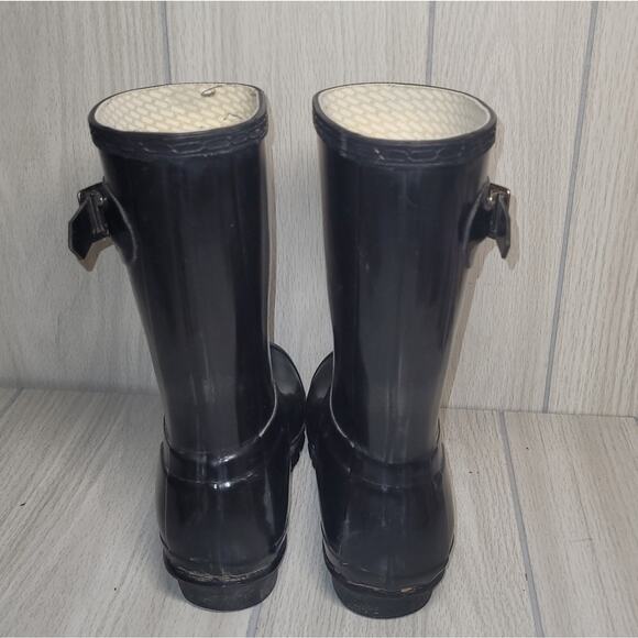 Hunter Womens Original Mid Calf Black Glossy Rain Boots Size 5 Mudders Snow - Picture 3 of 7